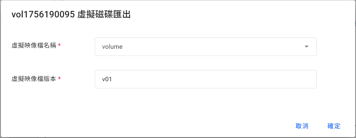 Virtual volume export