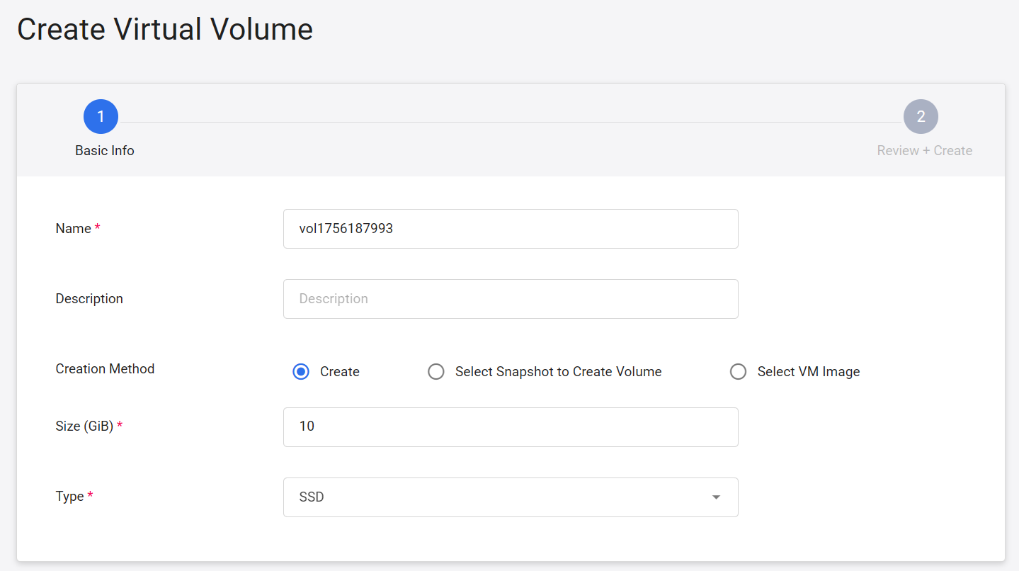Create volume 