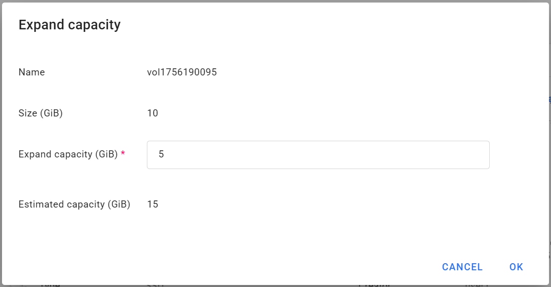 Virtual volume expend