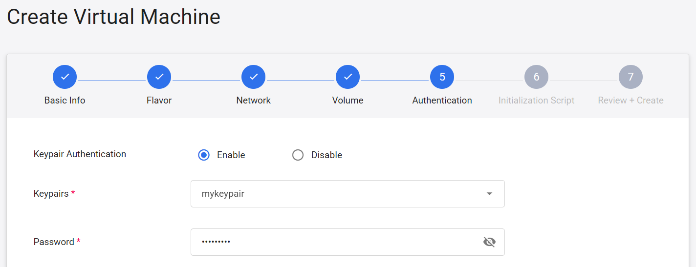 Create VM authentication