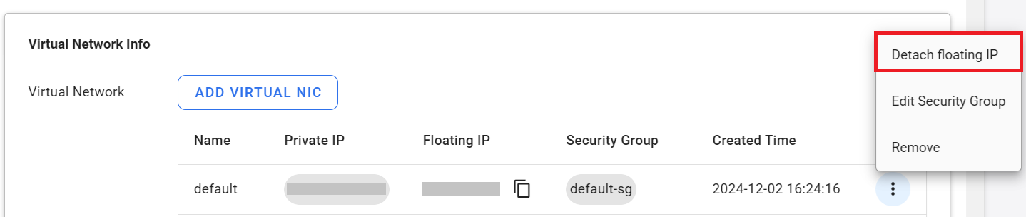 Detach floating IP
