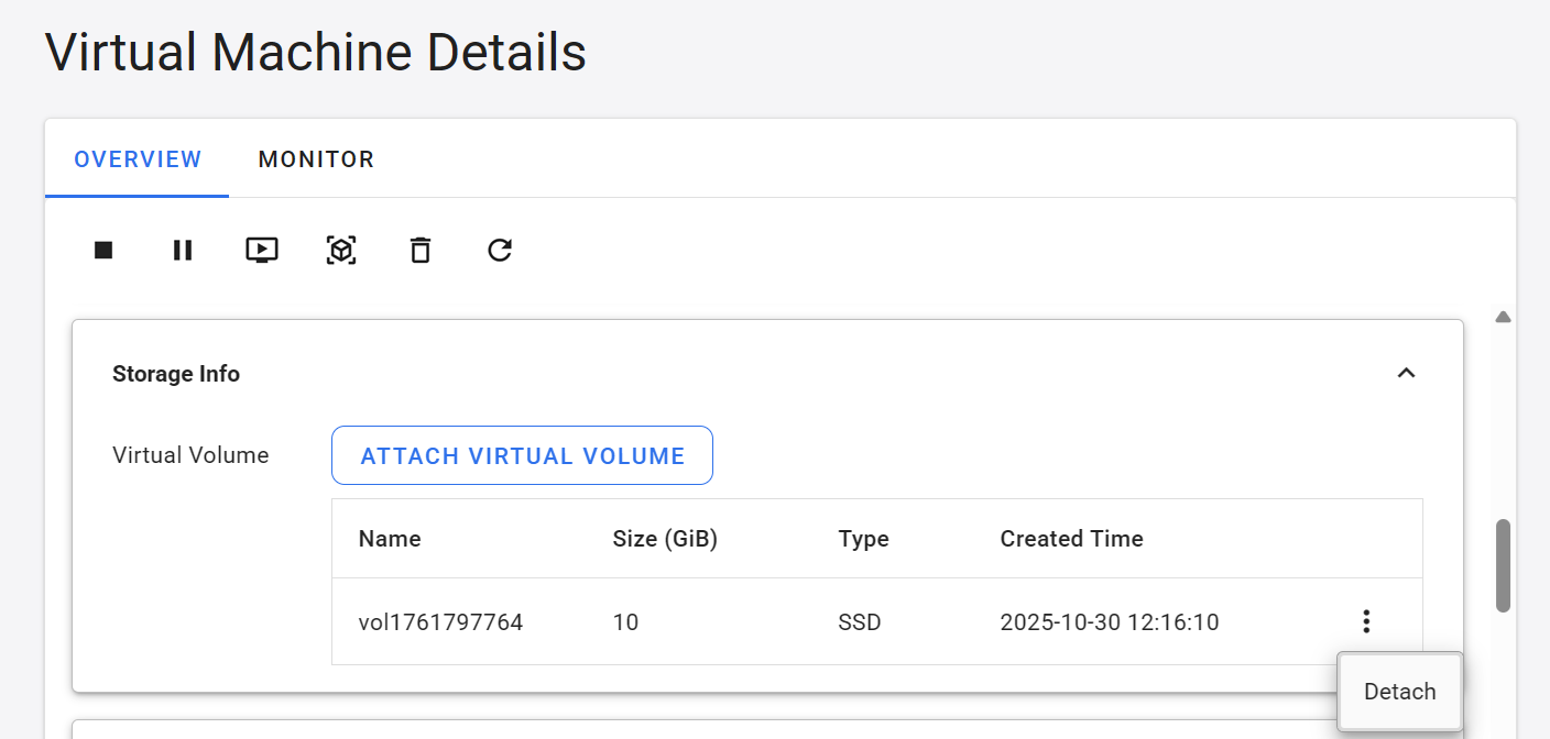 Detach virtual volume