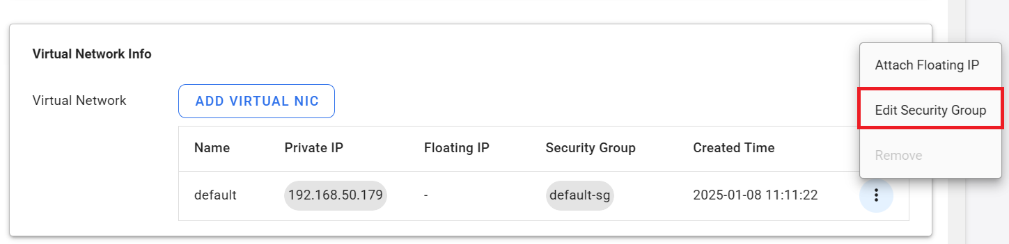 Edit Security Group