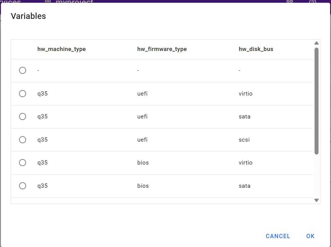 VM image variables